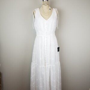 Pretty Lulu's White Embroidered Time Well Spent Maxi Dress Size Large NEW w/Tags